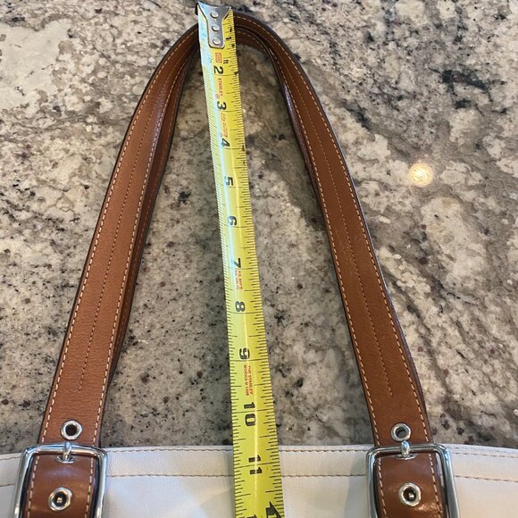 Coach White/Tan Tote Handbag - Picture 7 of 10